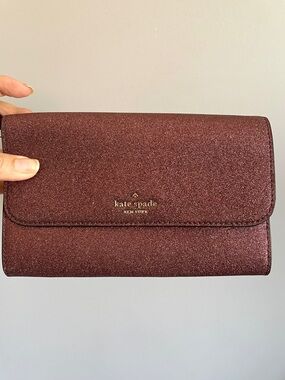 Kate Spade New York Plum Shimmy Glitter Medium Phone Wristlet Clutch Bag